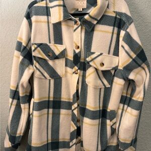 T&S Plaid Button-Up Jacket